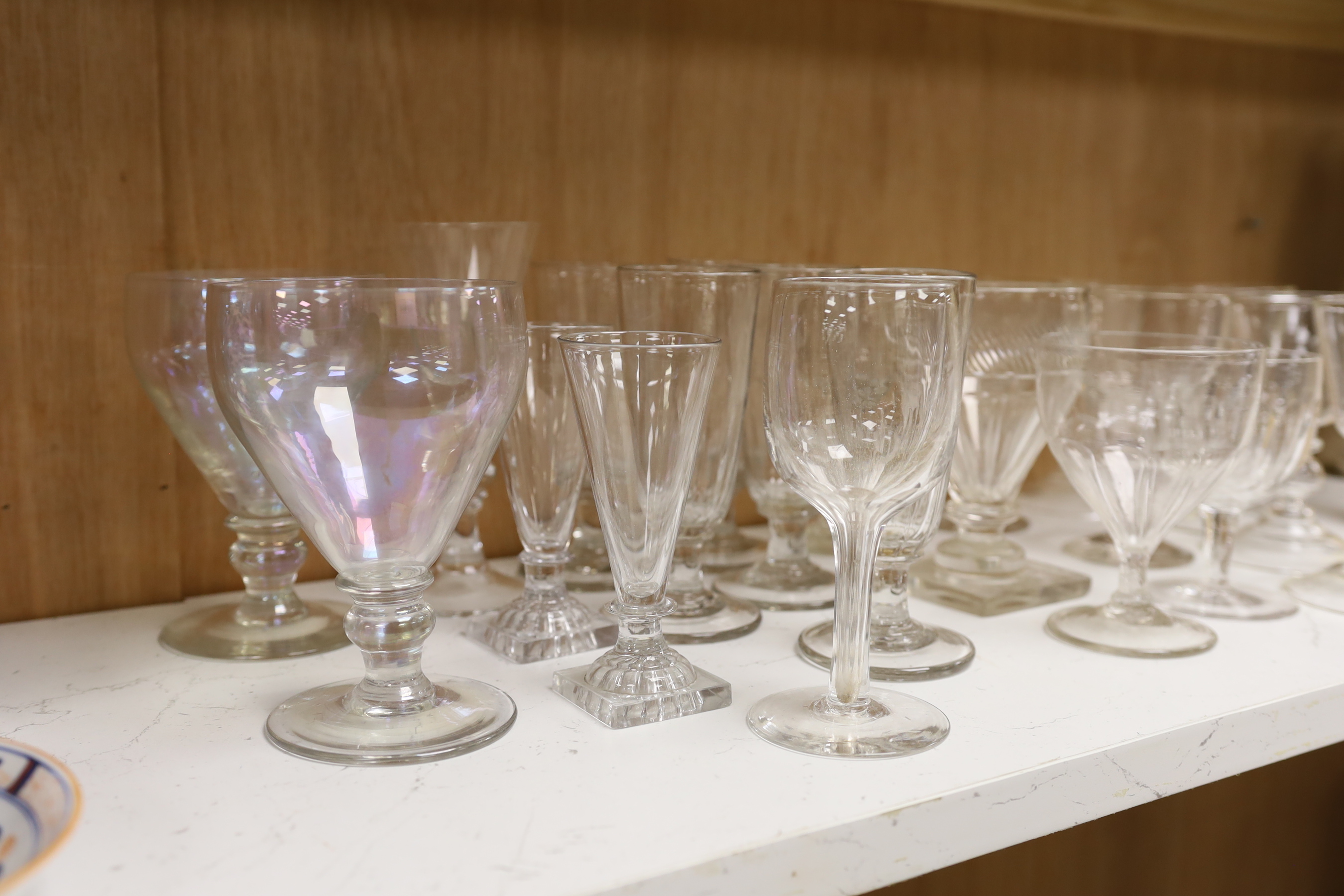 A group of 19th and 20th century glass rummers and other glasses
